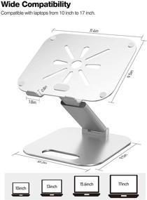 img 1 attached to 📱 Height Adjustable Laptop Stand for Desk - Sit to Stand Ergonomic Computer Riser, MacBook Holder, Tall Laptop Stand for 10-17" Laptops - Silver