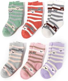 img 2 attached to 🧦 Теплые и Очаровательные: 6 пар зимних толстых хлопковых носочков с медвежатами для девочек