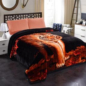 img 4 attached to JML Heavy Plush Soft Blanket for Winter - 10 lbs, Korean Style Mink Velvet Fleece, 2 Ply A&B Printed Raschel Bed Blanket (Tigers) - 85" x 93