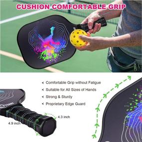 img 2 attached to 🥒 FTSAHY Graphite Pickleball Paddles Set of 2, Lightweight Pickelball Racket Set with Carbon Fiber Surface, Polypropylene Honeycomb Core, for Indoor and Outdoor Play, Includes 2 Pickleball Racquets and Balls