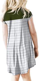 img 1 attached to 👗 Dokotoo Girls' Colorblock Striped Dresses - Short Sleeve Crewneck, Casual Loose Fit