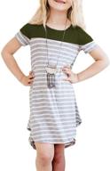 👗 dokotoo girls' colorblock striped dresses - short sleeve crewneck, casual loose fit logo