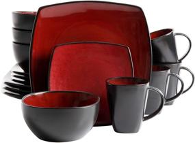 img 4 attached to 🍽️ Gibson Soho Lounge 16-Piece Square Reactive Glaze Dinnerware Set, Red: Stylish and Versatile Tableware for Modern Dining