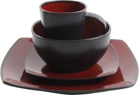 img 2 attached to 🍽️ Gibson Soho Lounge 16-Piece Square Reactive Glaze Dinnerware Set, Red: Stylish and Versatile Tableware for Modern Dining