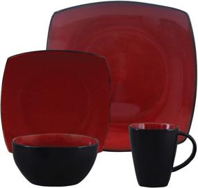 img 3 attached to 🍽️ Gibson Soho Lounge 16-Piece Square Reactive Glaze Dinnerware Set, Red: Stylish and Versatile Tableware for Modern Dining