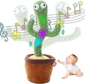img 4 attached to Плюшевая игрушка танцующий кактус | Интерактивные игрушки кактусы для младенцев, малышей и детей (3+ месяца) | Говорящие, поющие и записывающие | Танцующий плюшевый кактус в горшке | Идеальные подарки для мальчиков и девочек от 1 до 3 лет.