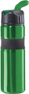 🍃 25-ounce green oggi lustre contour stainless steel sport bottle with flip up drinking spout and straw logo