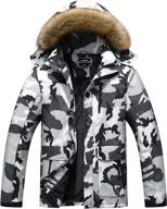 warm and waterproof men's winter snow coat with hood for skiing and work логотип