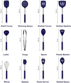 img 2 attached to 🍳 Rorence 12-Piece Silicone Kitchen Utensil Set - Blue, Non-Stick, Heat-Resistant, Stainless Steel Handles (Utensil Holder Excluded)