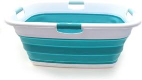 img 1 attached to SAMMART 49L(12.9 gallon) Collapsible Laundry Basket with 4 Handles - Foldable Storage Container ideal for Portable Washing, Space Saving - Pet Bath Tub with 37L(9.7 gallon) Water Capacity (1, Bright Blue)