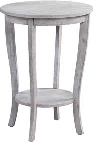 img 2 attached to Convenience Concepts American Heritage Round End Table in Light Gray Wirebrush: Sleek and Versatile Furniture Piece