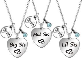 img 4 attached to 👯 JQFEN 3PCS Sister Necklace Set - Big Sister, Middle Sister, Little Sister - Sisters Gift - Sister Best Friend Promise Necklace - Crystal Jewelry