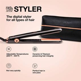 img 2 attached to 🔥 Elchim 8th Sense Styler: Titanium & Ceramic Hair Straightener with 11 Heat Settings, Dual-Universal Voltage, Travel Bag - Black