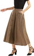 👗 chouyatou women's vintage high waist button-front long skirt with convenient pockets logo