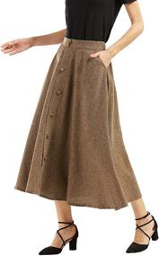 img 4 attached to 👗 Chouyatou Women's Vintage High Waist Button-Front Long Skirt with Convenient Pockets