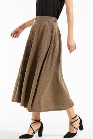 img 3 attached to 👗 Chouyatou Women's Vintage High Waist Button-Front Long Skirt with Convenient Pockets