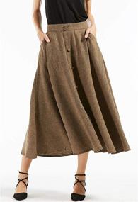 img 1 attached to 👗 Chouyatou Women's Vintage High Waist Button-Front Long Skirt with Convenient Pockets