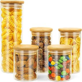 img 4 attached to 🍱 JINSEAM Glass Storage Containers: Airtight Spice Jars with Bamboo Lids (Set of 5) - Ideal Pantry Canisters for Cereal, Sugar, Beans, and More