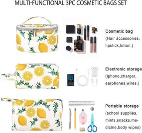 img 1 attached to 🍋 Lemon 3PCS Makeup Cosmetic Toiletry Organizer: The Perfect Solution for Organizing Your Beauty Essentials