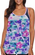 🌸 aleumdr women's floral printed strappy t-back push up tankini top with blouson design | available in sizes s-xxl logo