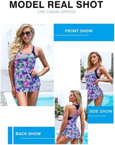 img 1 attached to 🌸 Aleumdr Women's Floral Printed Strappy T-Back Push Up Tankini Top with Blouson Design | Available in Sizes S-XXL