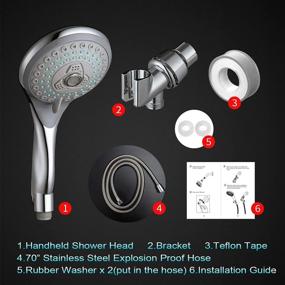 img 3 attached to High-Pressure 4.7-inch High Flow Shower Head with Handheld, 5 🚿 Spray Settings, 70-inch Stainless Steel Shower Hose, Adjustable Bracket, Chrome Finish