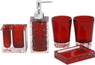 🚽 luant red resin bathroom accessory set - includes soap dish, dispenser, toothbrush holder, and tumbler - 5-piece collection logo