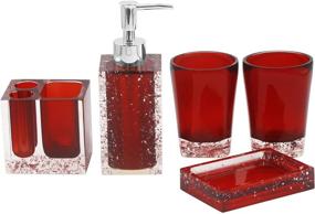 img 4 attached to 🚽 LUANT Red Resin Bathroom Accessory Set - Includes Soap Dish, Dispenser, Toothbrush Holder, and Tumbler - 5-Piece Collection