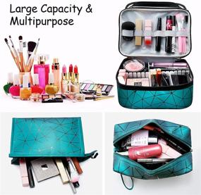 img 3 attached to 💼 Portable Travel Cosmetic Bag Organizer Set - Aynaxcol Makeup Bags 3 Pcs, Waterproof Large Capacity Make Up Purse Toiletry Storage Bags, Gift with Adjustable Dividers for Women & Girls (Green)