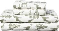 🛏️ brielle home flannel sheet set - soft, warm & cozy cotton bedding with elastic deep pockets - queen size, modern chic design, deer ivory logo