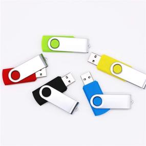 img 3 attached to 📀 MECHEER Flash Drive 64GB 5 Pack USB 2.0 Thumb Drive Bulk Memory Sticks Swivel Design Yellow/Red/Blue/Green/Black (Mixed Color)
