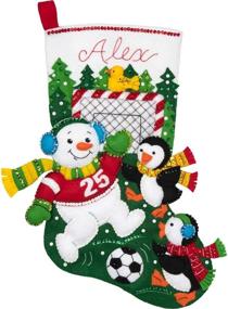 img 1 attached to Bucilla Felt Appliques Christmas Stocking Kit: 18-Inch Snowman Soccer Fan Delight
