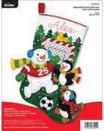 bucilla felt appliques christmas stocking kit: 18-inch snowman soccer fan delight logo