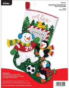 img 2 attached to Bucilla Felt Appliques Christmas Stocking Kit: 18-Inch Snowman Soccer Fan Delight