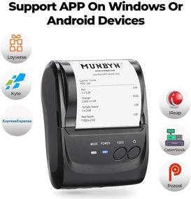 img 2 attached to 🖨️ MUNBYN 58mm Wireless Portable Mobile Mini Bluetooth Thermal Receipt Printer for Small Business, Android Windows Compatible, Non-Square, Non-iOS