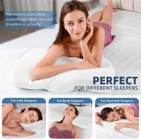 img 2 attached to 🌙 AeroMax Cervical Memory Foam Pillow - Contour Pillows for Neck and Shoulder Pain Relief, Ergonomic Head Support Sleeping Pillow for Side and Back Sleepers (White)