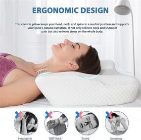 img 1 attached to 🌙 AeroMax Cervical Memory Foam Pillow - Contour Pillows for Neck and Shoulder Pain Relief, Ergonomic Head Support Sleeping Pillow for Side and Back Sleepers (White)