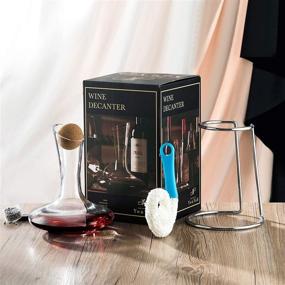 img 2 attached to YouYah Wine Decanter Set: Drying Stand, Stopper, Brush, Beads & More! Premium Crystal Glass for Enhanced Wine Aeration, Perfect Wine Gifts & Accessories