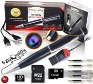 fabquality hidden pen spy camera hd 1080p with clip, mini spy pen + 16gb sd card + usb reader + 5 inks + adaptor - ideal spy gadgets logo