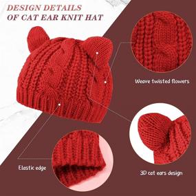 img 3 attached to 😺 Adorable Cat Ear Beanie Hat: Stylish Winter Knit Cable Hat for Women and Girls