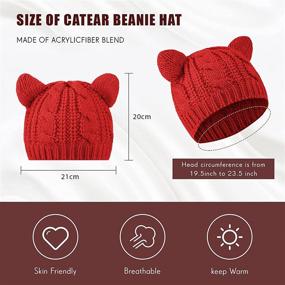 img 2 attached to 😺 Adorable Cat Ear Beanie Hat: Stylish Winter Knit Cable Hat for Women and Girls