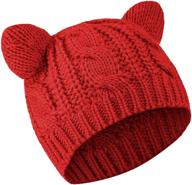 😺 adorable cat ear beanie hat: stylish winter knit cable hat for women and girls logo