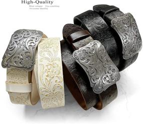 img 3 attached to 🤠 Brown Western-Style Men's Accessories in Belts, made with Tooled Grain Leather