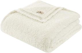 img 3 attached to 🛏️ Woolrich Burlington Berber Blanket - Super Soft & Cozy Lightweight Cover with Velvet Binding - Modern Trendy All Season Bedspread Bedding Set - Full/Queen Size 90x90 - Ivory