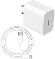 iphone fast charger - 20w usb c pd power wall charger with cable for iphone 12/11/x, ipad - white, 3ft logo