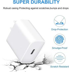 img 3 attached to iPhone Fast Charger - 20W USB C PD Power Wall Charger with Cable for iPhone 12/11/X, iPad - White, 3ft