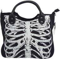 🖤 glow in the dark goth ribcage skeleton shoulder bag: unveil your dark queen style logo