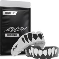 2-pack nxtrnd rush sports mouth guard - professional mouthguards for boxing, jiu jitsu, mma, wrestling, football, lacrosse, and all sports - ideal for adults, youth, and kids 11+ (b&w fang) логотип