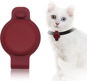 img 2 attached to 🐾 2pc Protective Case for Airtag Pet Collar: Anti-Lost Dog and Cat Tracker, Prevents Accidental Swallowing (Black+Wine RED)