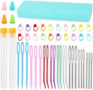 🧶 set of 23 large-eye blunt needles for knitting, sewing, and tapestry, steel material + 8 bent tip tapestry needles + 9 yarn knitting needles + 6 colorful safety lacing needles with convenient storage box logo